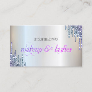 Elegant Violett Glitterdroppar Professionell Visitkort