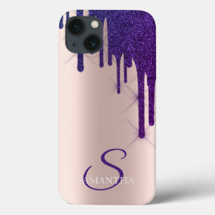 Elegant Violett Glitterdroppar Rose Gold