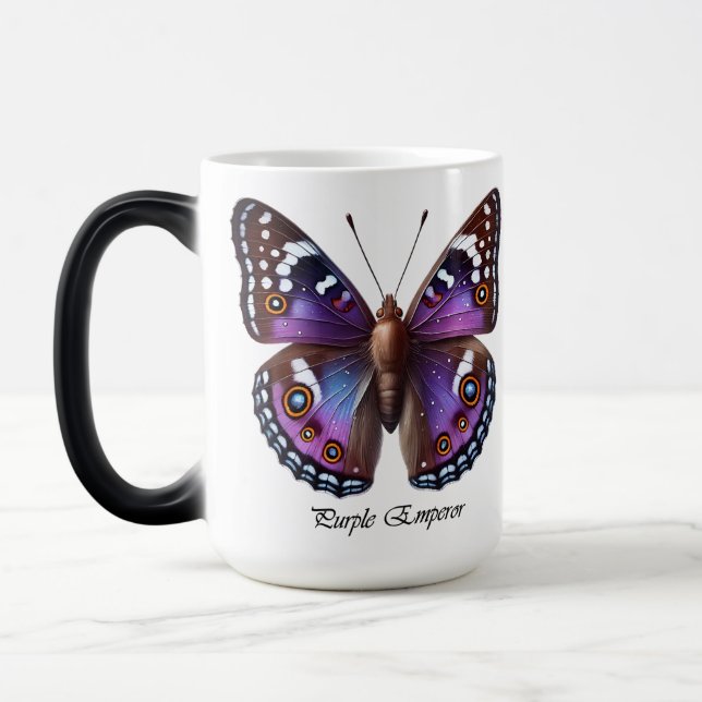 Elegant Violett Kejsar fjärilslindning  Magisk Mugg (Vänster)