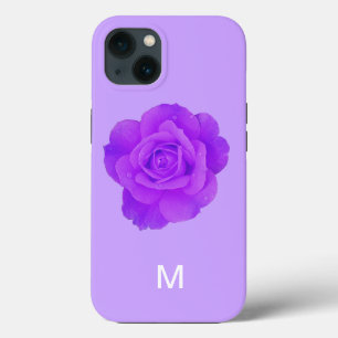 Elegant Violett Lila Blommig Ros Monogrampresent