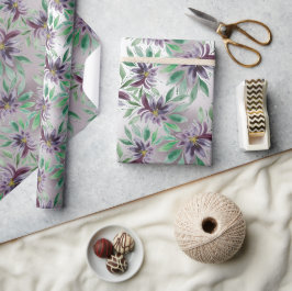 Elegant Violett Lotus Vattenfärg Blommig Presentpapper
