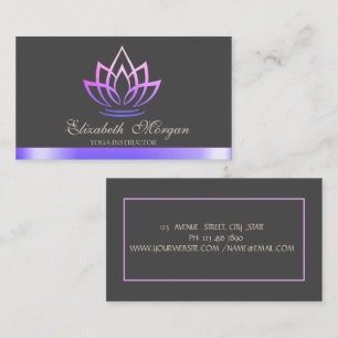 Elegant Violett Lotus, Yogainstruktör Visitkort