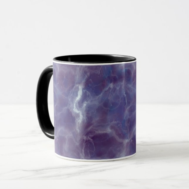 Elegant violett marmormönstrad mugg (Framsida vänster)