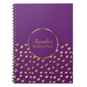Elegant Violett och Guld Bröllopsplaner Journal Anteckningsbok