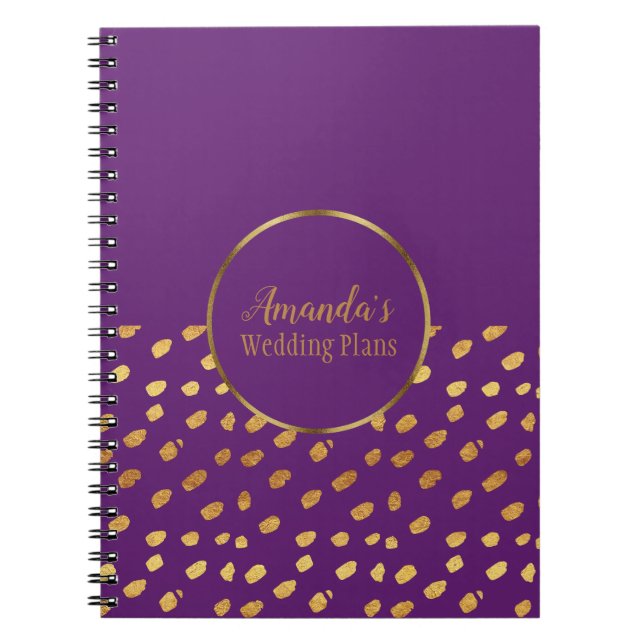 Elegant Violett och Guld Bröllopsplaner Journal Anteckningsbok (Framsidan)