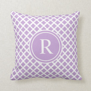 Elegant violett Quatrefoil Monogram Kudde