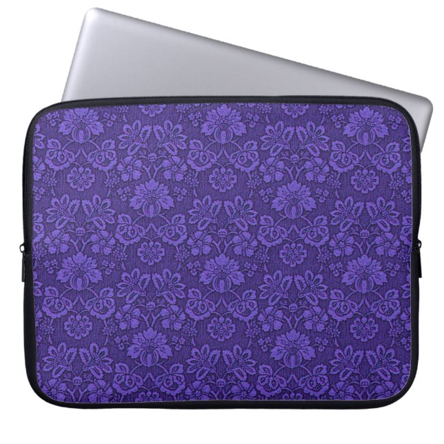Elegant violett vintage damaskmönster laptop fodral (Framsidan)