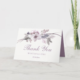 Elegant Violett Vinter Blommig Bröllop Tacksamhet Tack Kort