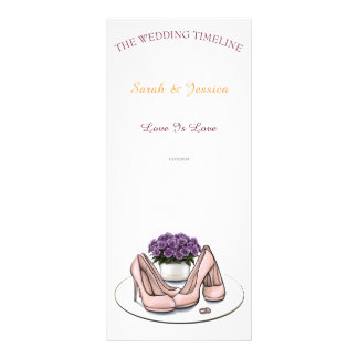 Elegant Violetta Blommor Lesbisk Bröllopstidslinje Reklamkort