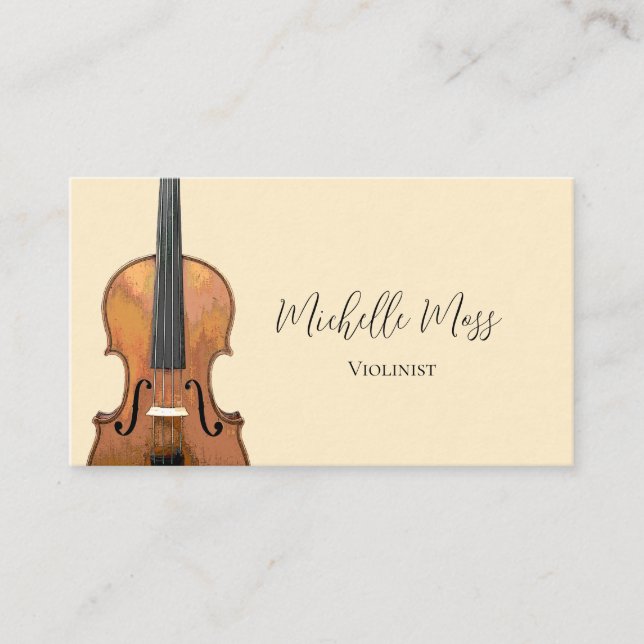 Elegant Violin Music Teacher Violinist Cream Visitkort (Framsida)
