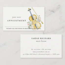 Elegant Violin Musician Music Teacher Appointment Visitkort