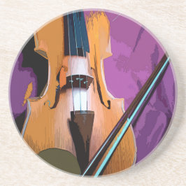 Elegant Violin på Lila Silke, SandStone Underlägg