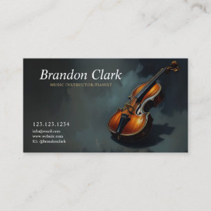 Elegant Violin på Mörk Background Musician Visitkort
