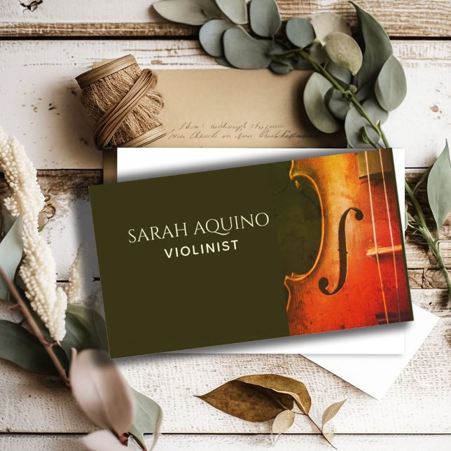 Elegant Violin Violinist Musician Music Lärare Visitkort (Skapare uppladdad)