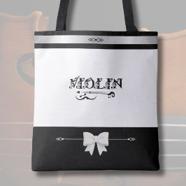 Elegant Violinist Butik Svart Vit Violin Notväskor Tygkasse