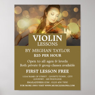 Elegant Violinist, Violin Lessons Advertising Poster