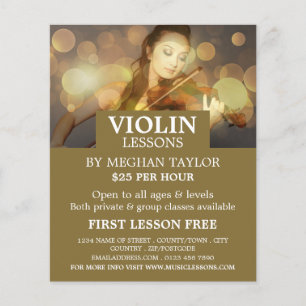 Elegant Violinist, Violin Lessons Reklam Flygblad