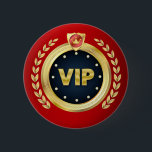 Elegant VIP-åtkomstbricka Knapp<br><div class="desc">Ett vackert VIP-emblem i guld, svart och röd för speciella gäster och besökare på din arbetsplats, klubb, skola eller på annan plats. Behålla till flera för att få dina viktiga besökare att känna sig speciella. Denna knappknapp kan också användas som pris eller för bröllop och familjeevenemang eller aktiviteter. Anpassningsbar grafik...</div>