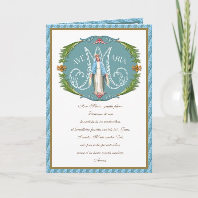 Elegant Virgin Mary Ave Maria Religiösa Card Kort (Framsida)