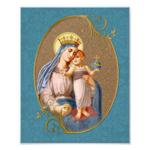 Elegant Virgin Mary Baby Jesus Religiösa katolik Fototryck