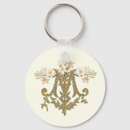 Elegant Virgin Mary Guld Marian Kor Lilies Card Nyckelring
