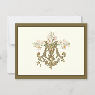 Elegant Virgin Mary Guld Marian Kor Lilies Kort