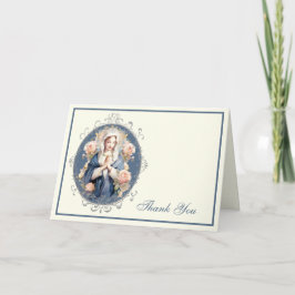 Elegant Virgin Mary Religiösa Catholik Blommigt Helgkort
