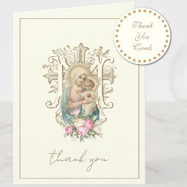 Elegant Virgin Mary Religiösa Catholik Blommigt Helgkort