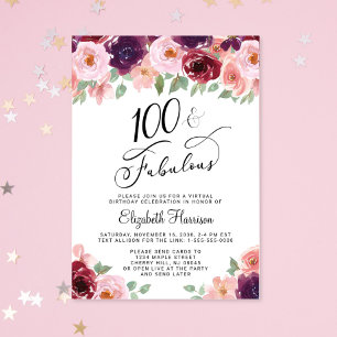 Elegant Virtuell 100-årsfest Inbjudningar