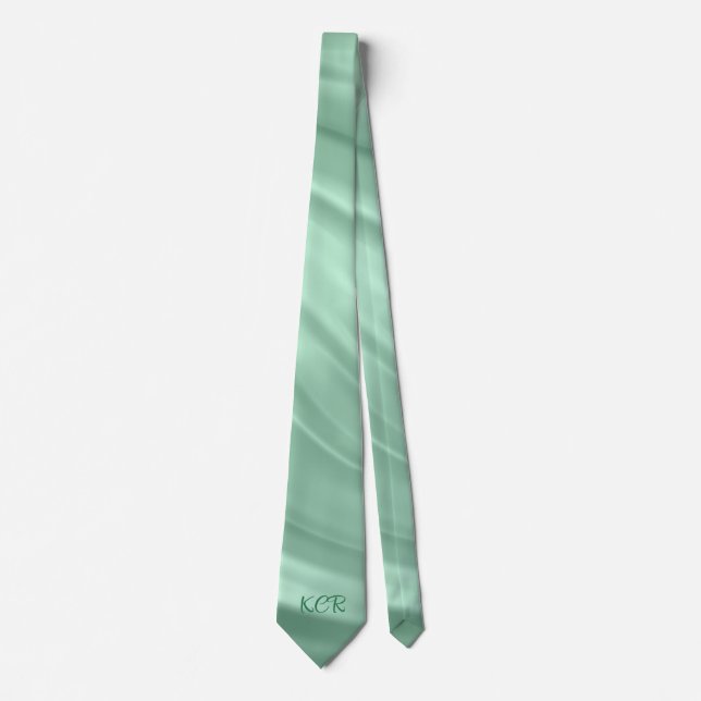 Elegant virvelmönster i teal med monogram initiale slips (Framsida)