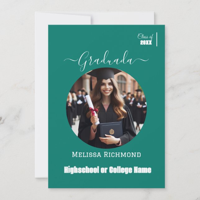 Elegant Vishetsfoto Spansk Examensfirande Meddelande (Framsida)