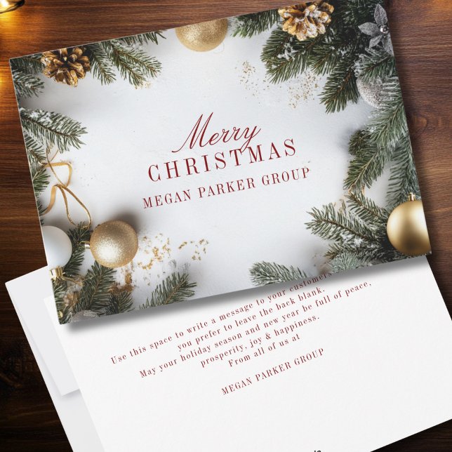 Elegant-visitkort för Gräs Träd-Helgdag Julkort (Elegant Christmas Pine Tree Business Holiday Card)