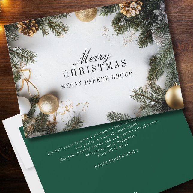 Elegant-visitkort för Gräs Träd-Helgdag Julkort (Elegant Christmas Pine Tree Business Holiday Card)