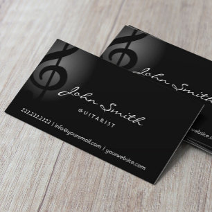 Elegant visitkort för mörk för musikklavgitarri