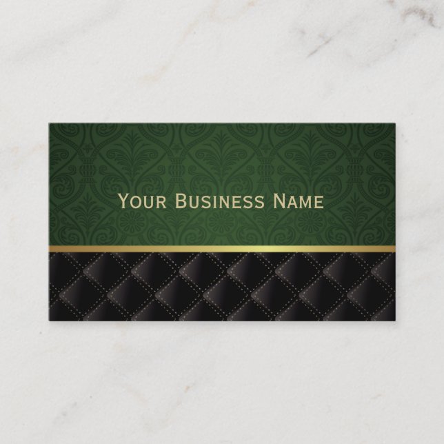 Elegant visitkort för skoggröntdamast (Framsida)