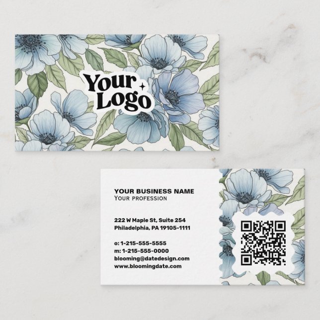 Elegant visitkort – Qr-kod & logotyp (Fram/baksida)