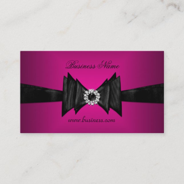 Elegant visitkort rik rosa diamant svart (Framsida)