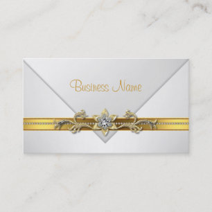 Elegant visitkort vit guld juvel trim