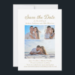 Elegant Vit 4 Foto 2 Sidor Bröllop Spara Datumet<br><div class="desc">Elegant skript vit 4-bilds (2-sidig fram- och baksida) Save the Date-kort för bröllop. Kontakta mig för hjälp med dina anpassningar eller för att begära ytterligare matchande eller samordnande Zazzle-produkter för dina speciella tillfällen. Bakgrundsfärgen på detta kort kan anpassas när du använder Zazzle designverktyg, så att du kan ändra den till...</div>