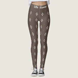 Elegant vit abstrakt blomma på brunt leggings