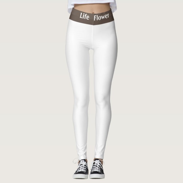 Elegant vit abstrakt blomma på brunt leggings (Framsida)