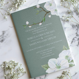 Elegant Vit äpple Blommar Bröllop Inbjudningar