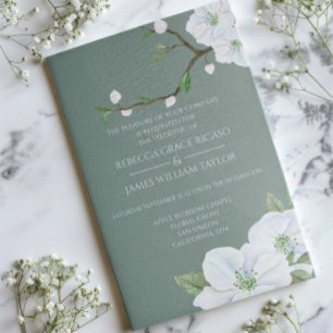 Elegant Vit äpple Blommar Bröllop Inbjudningar