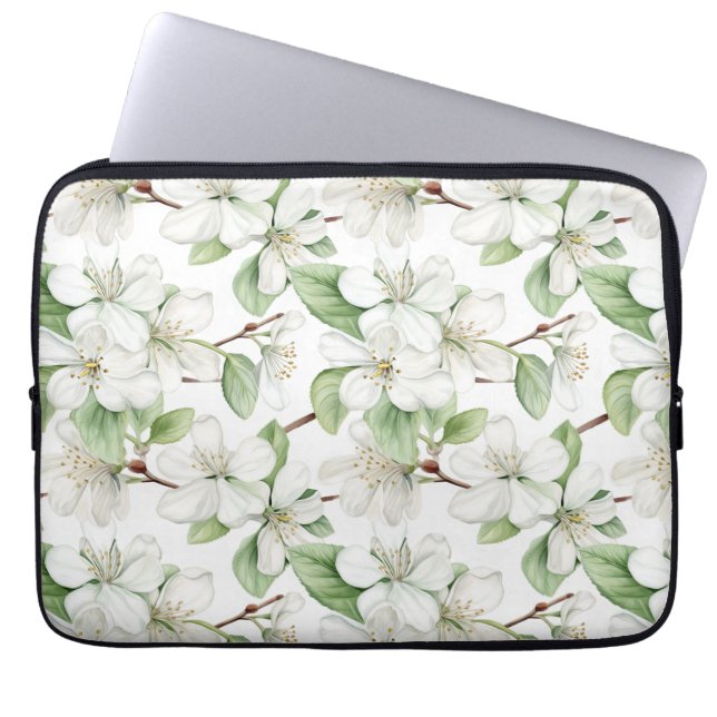 Elegant Vit äpple-Blommar Laptop Fodral (Framsidan)