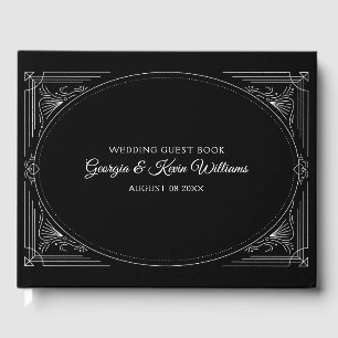 Elegant vit Art Deco ram anpassad text Gästböcker