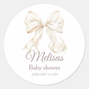 Elegant vit båge baby shower Klassisk rund stick Runt Klistermärke