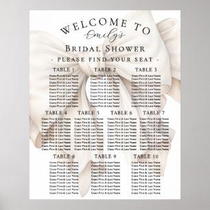 Elegant vit båge bröllopsdusch sittplatskarta poster
