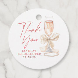 Elegant vit båge Prosecco bröllopsdusch Tack Gåvor Etiketter