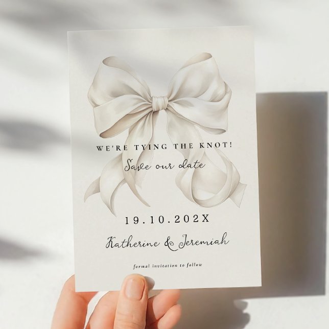 Elegant vit båge Save the Date-kort Spara Datumet (Skapare uppladdad)
