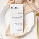 Elegant Vit bakgrundsbild Art Deco Tall-middag Meny<br><div class="desc">Minimalistisk Elegant Art Deco Bröllop Tall Dinner Menu med vit bakgrund</div>